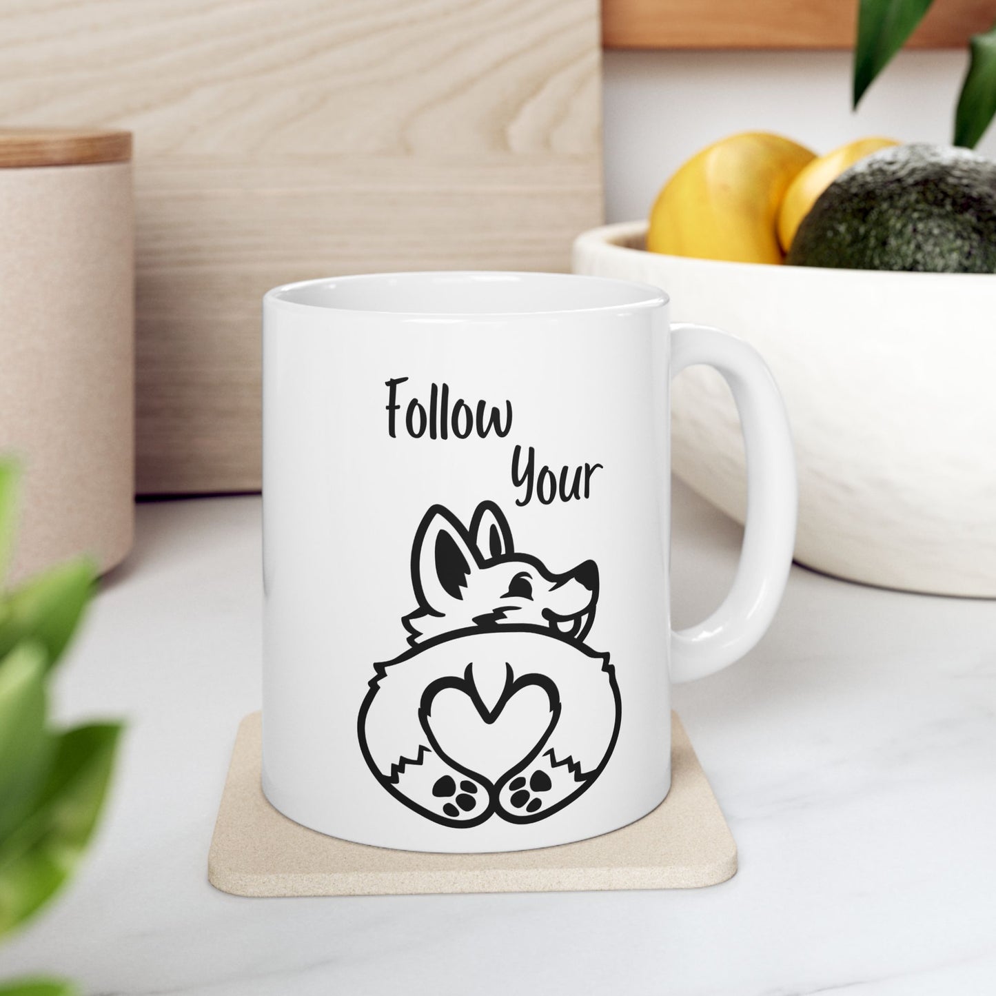 Butt First, Coffee – Corgi Heart Mug