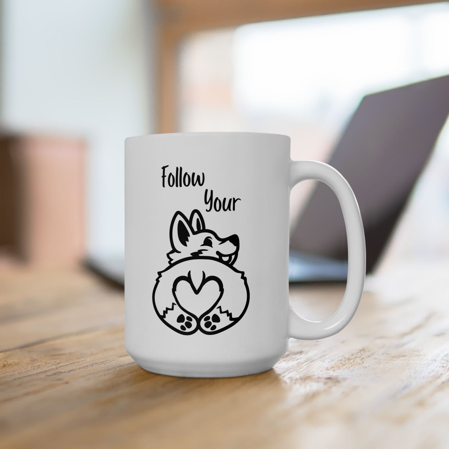 Butt First, Coffee – Corgi Heart Mug