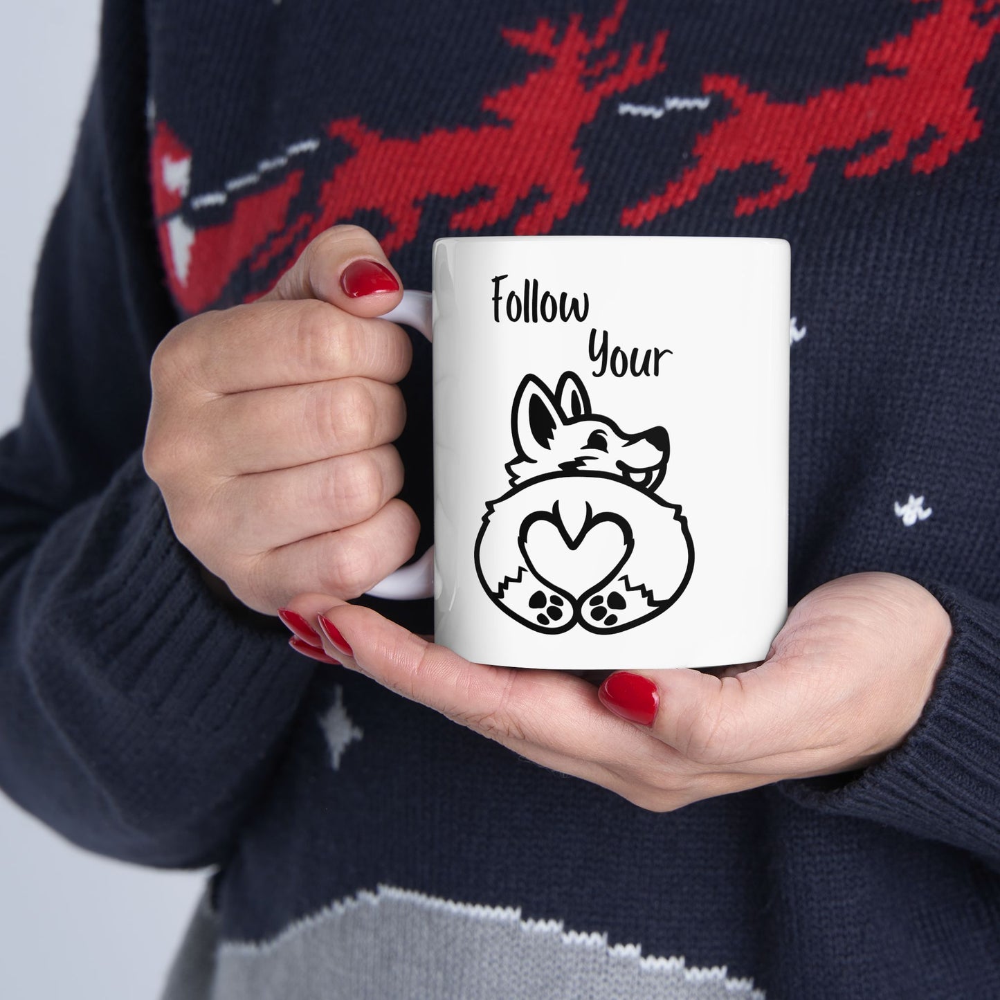 Butt First, Coffee – Corgi Heart Mug