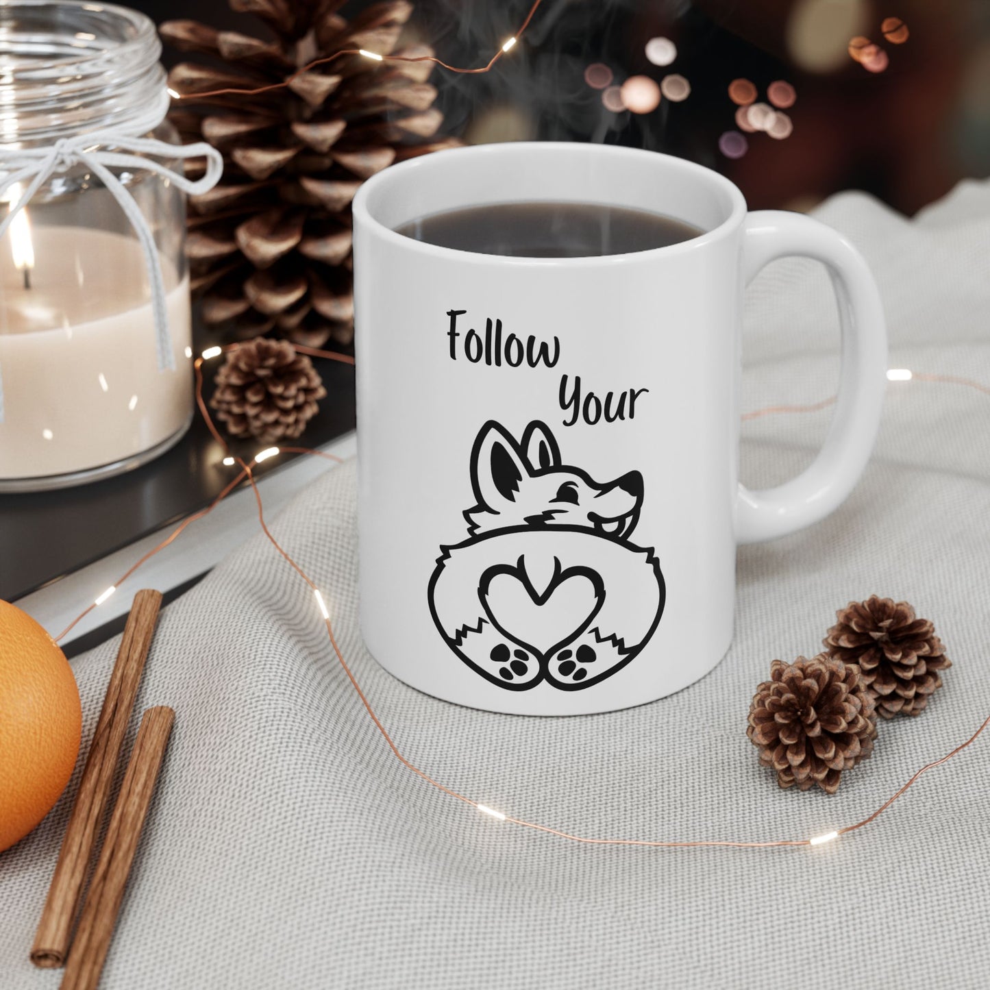 Butt First, Coffee – Corgi Heart Mug
