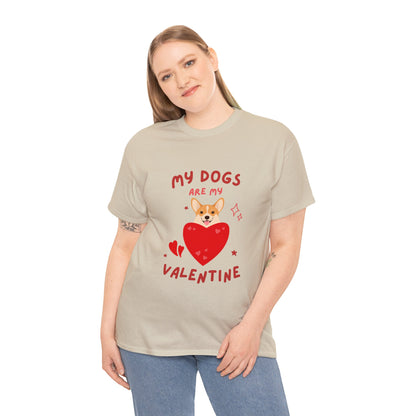 Corgi Valentine Unisex Heavy Cotton Tee