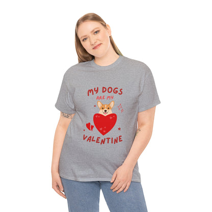 Corgi Valentine Unisex Heavy Cotton Tee