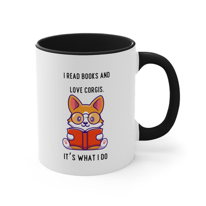 Books and Corgis Coffee Mug, 11oz