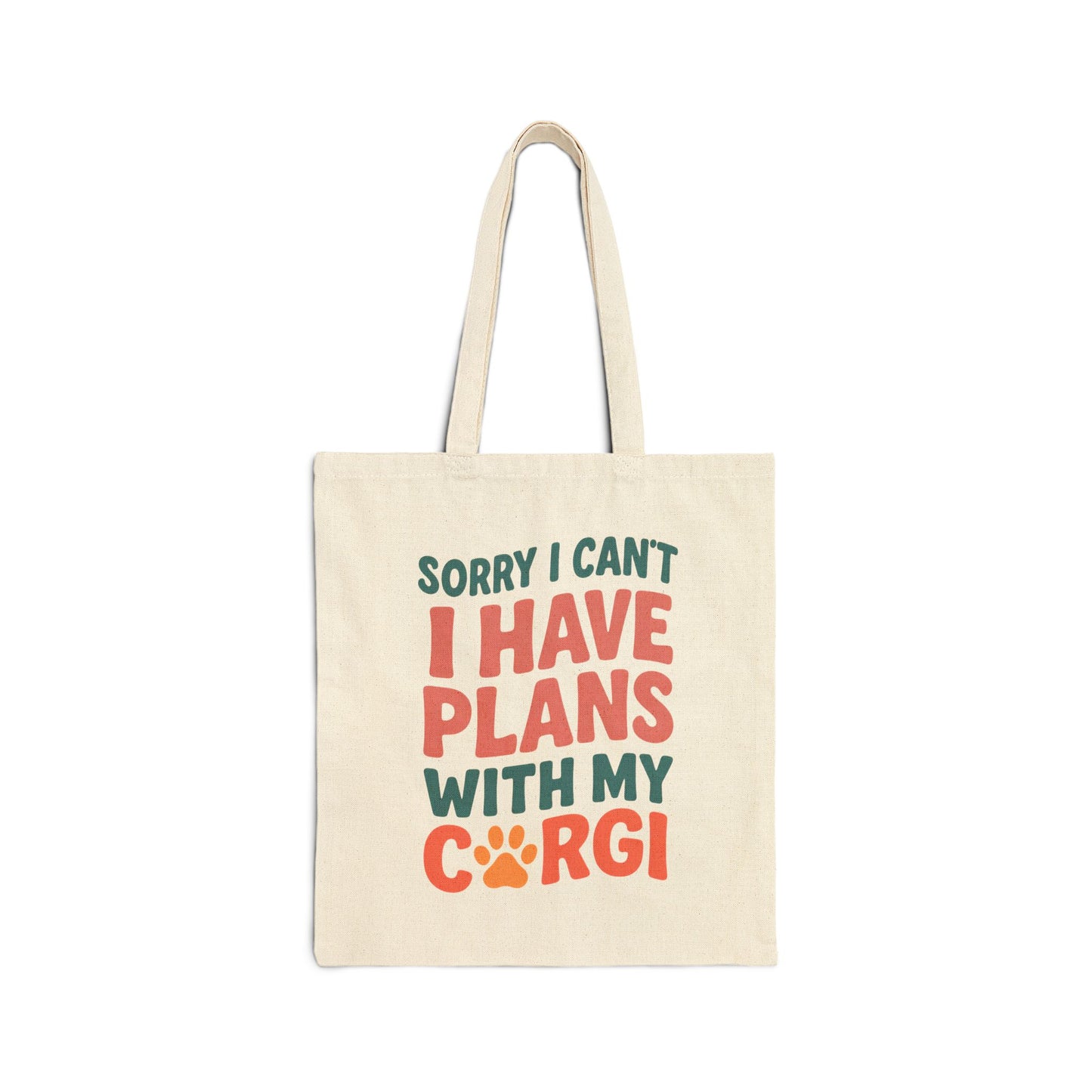 Sorry I Can't I Have Plans With My Corgi Tote Bag | Large Canvas Corgi Tote | Funny Corgi Gift | Dog Mom Bag