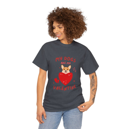 Corgi Valentine Unisex Heavy Cotton Tee