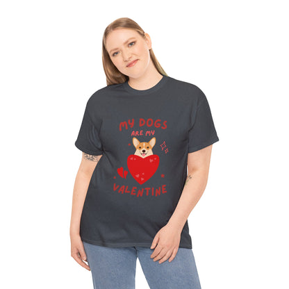 Corgi Valentine Unisex Heavy Cotton Tee