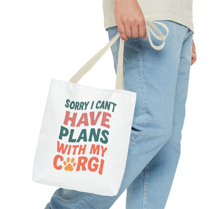 Sorry I Can't Have Plans With My Corgi tote bag