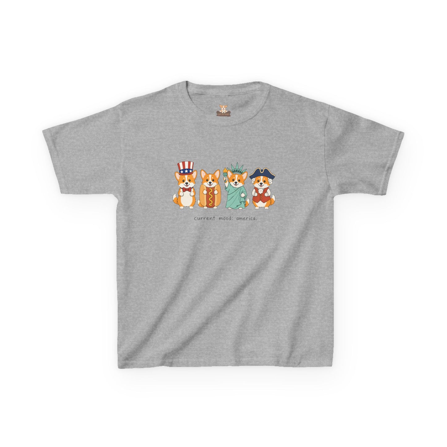 Current Mood: America — Fourth of July Corgi Kids Tee