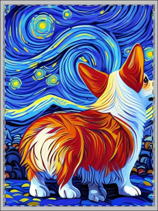 "Starry Night Corgi" Framed Poster
