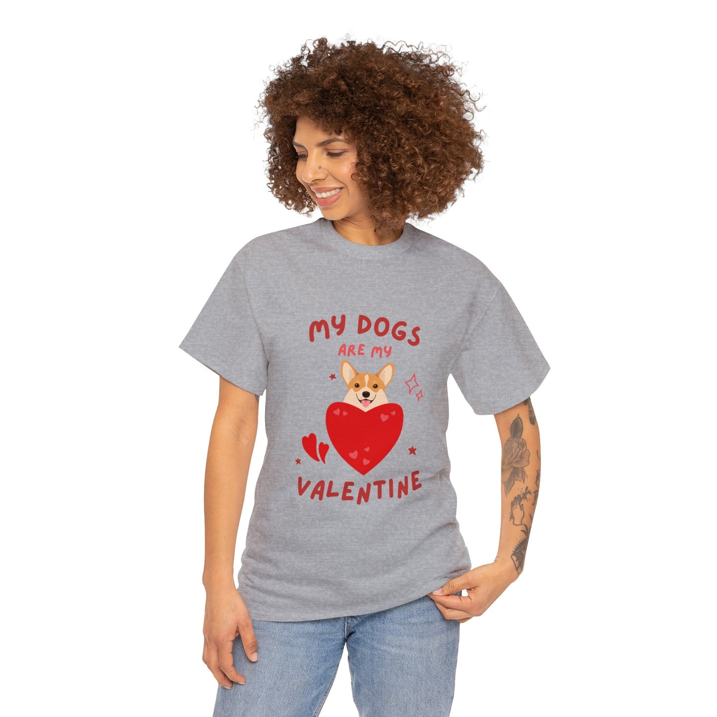 Corgi Valentine Unisex Heavy Cotton Tee