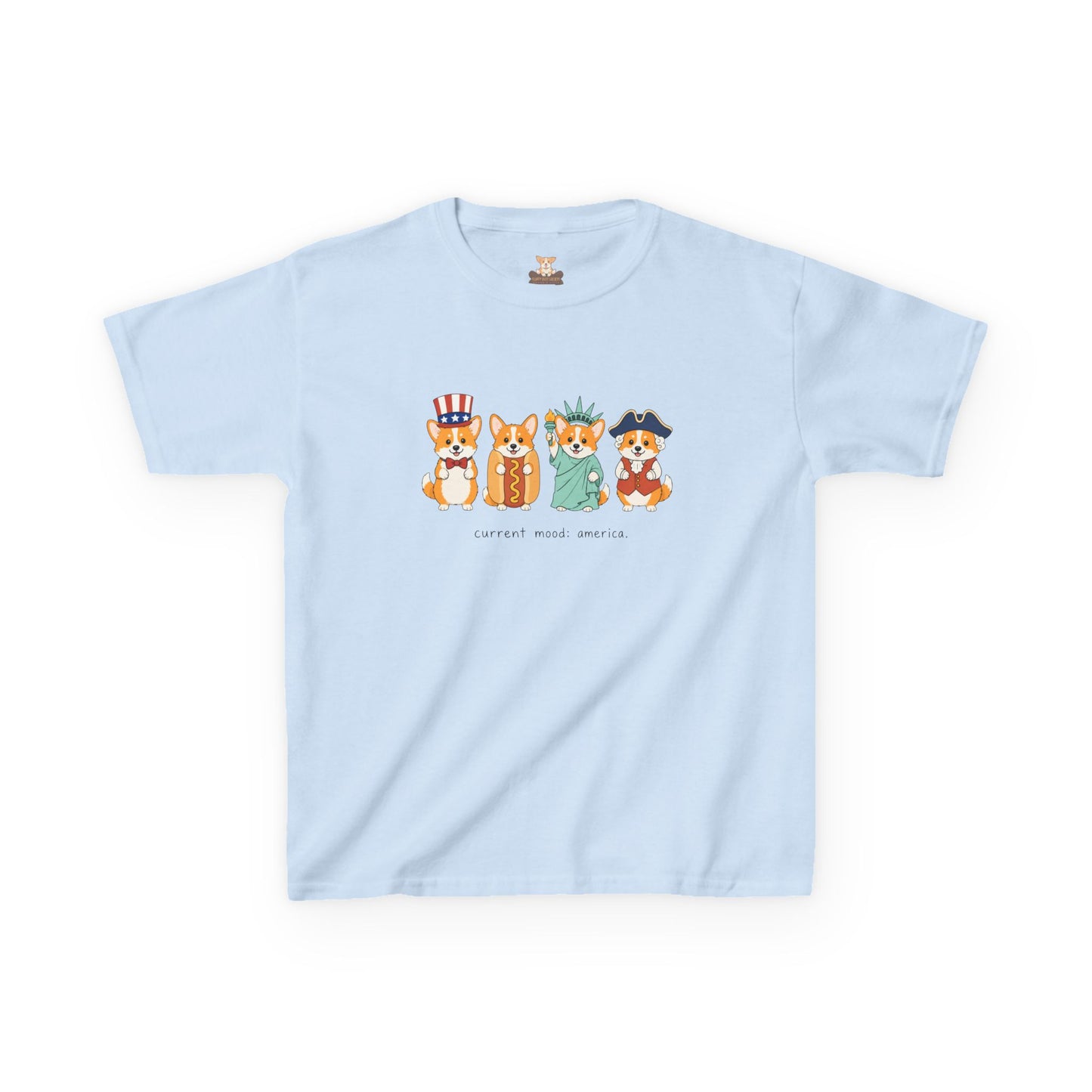 Current Mood: America — Fourth of July Corgi Kids Tee