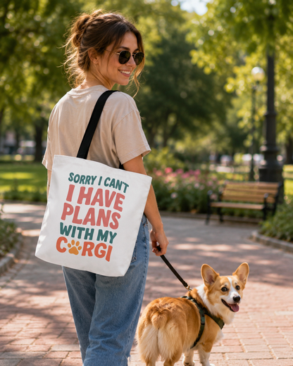 Sorry I Can't Have Plans With My Corgi tote bag