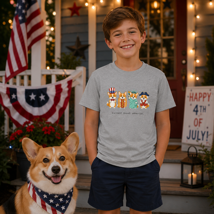 Current Mood: America — Fourth of July Corgi Kids Tee