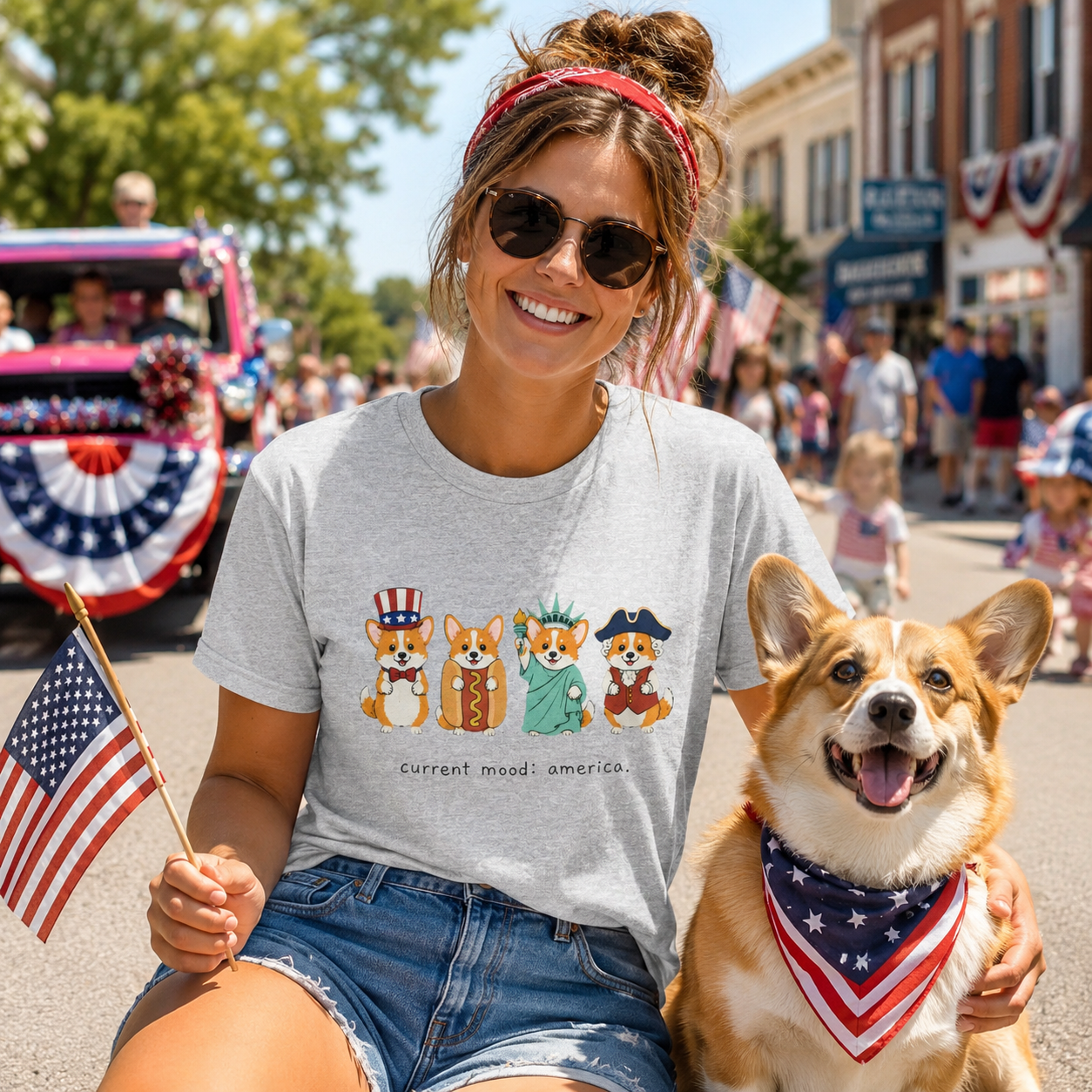 Current Mood: America 4th of July Corgi Tee